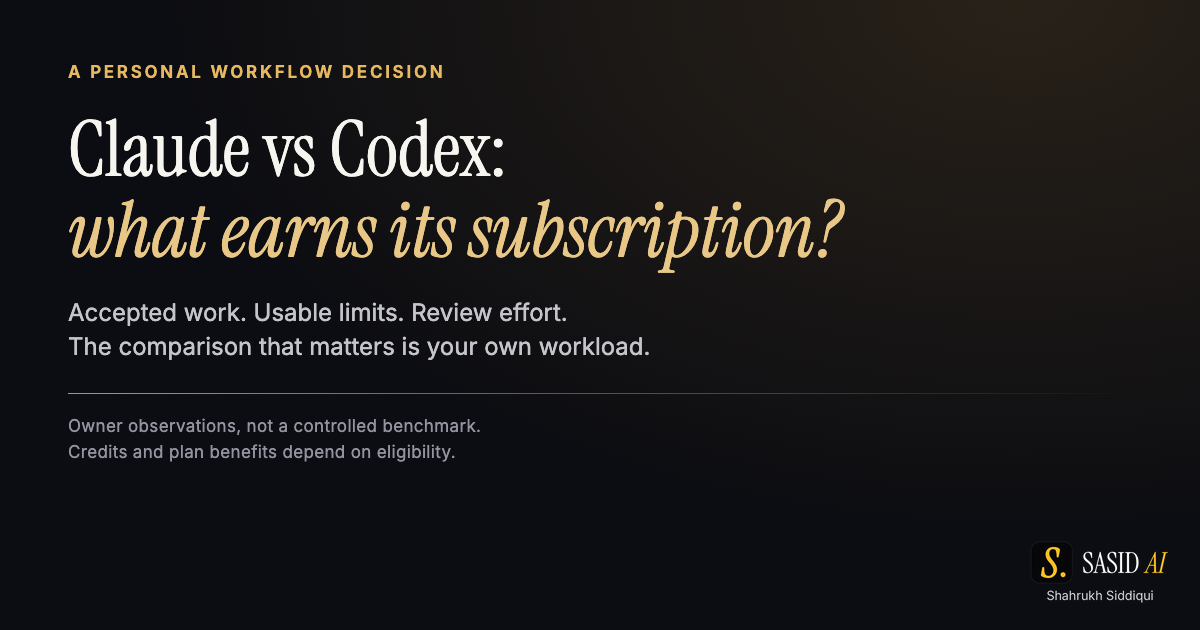 Claude versus Codex — a personal workflow decision